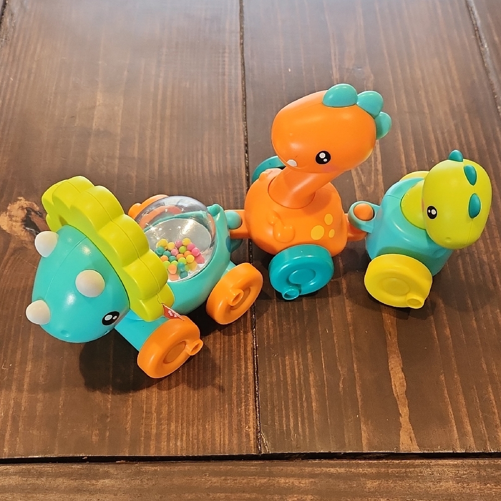 Fisher-Price Dino Pull-Along Toy Set - Orange, Blue, Green